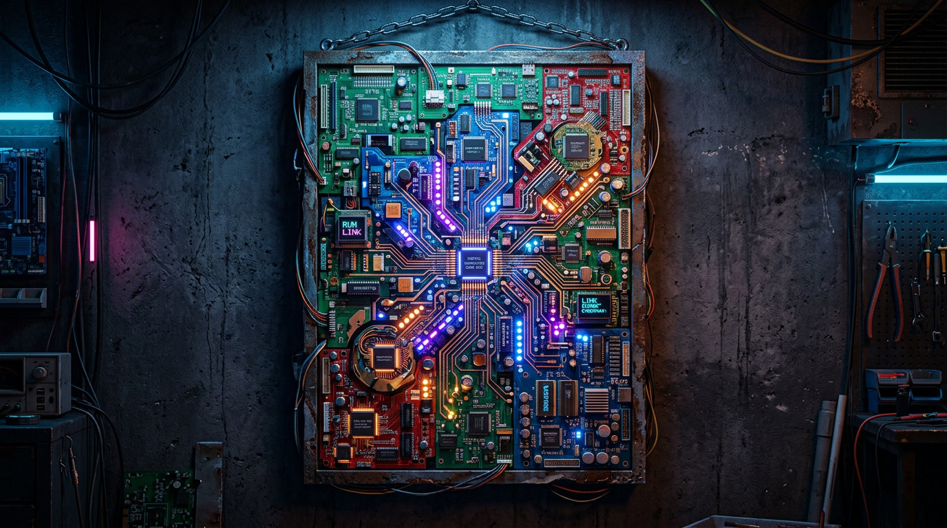 motherboard rusak seni cyberpunk